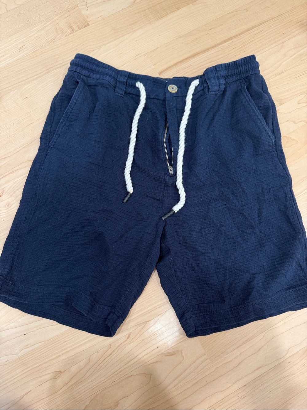 Zara Navy Drawstring Athletic Shorts with White Rope